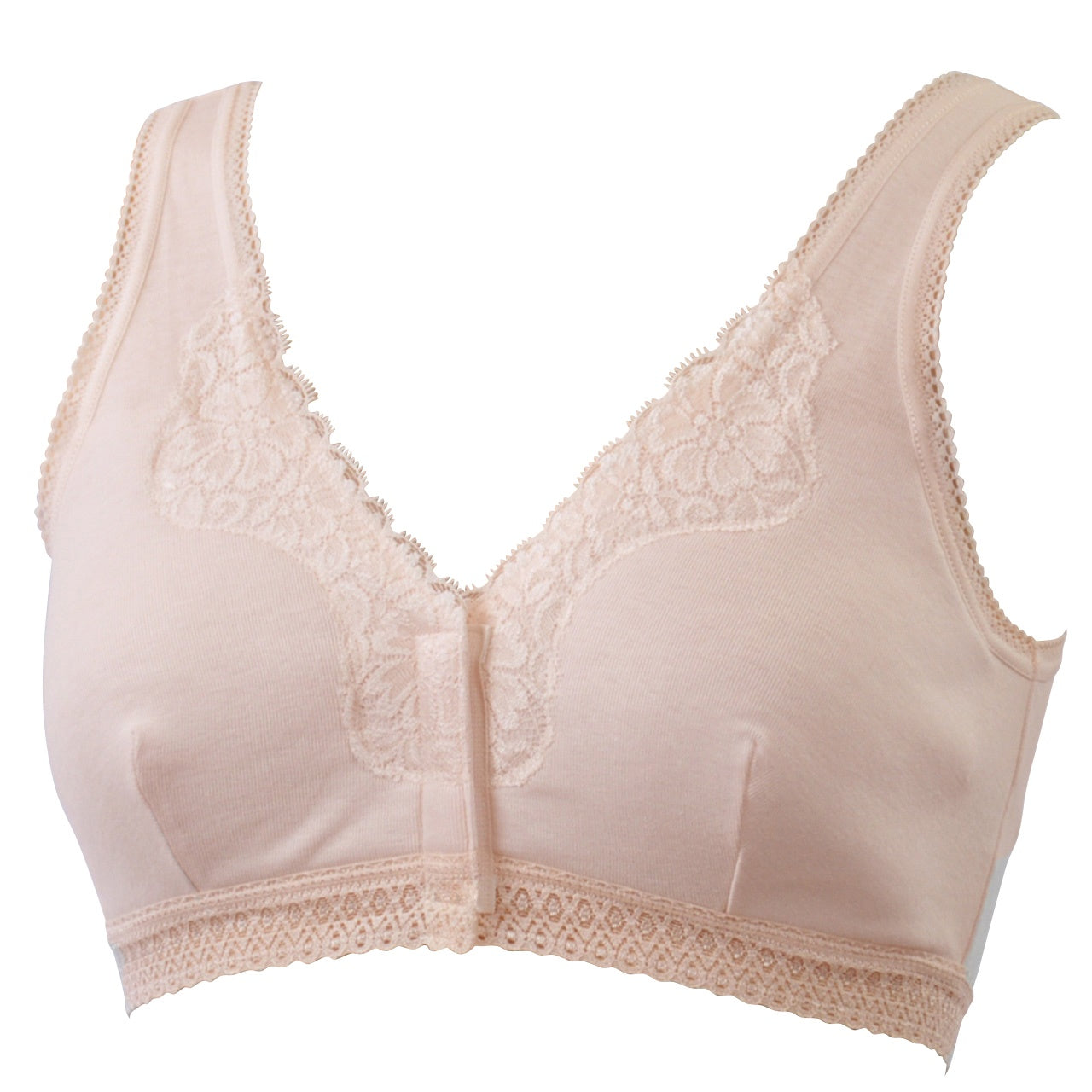 綿100% ブラジャー フロントホック ノンワイヤー M~3L (前開き ブラ 前あき ノンワイヤーブラ 下着 レディース コットン インナー 大きいサイズ ハーフトップ)