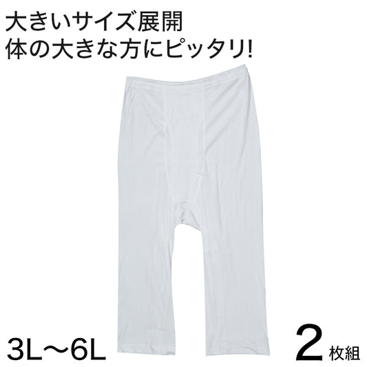 綿100% ロングパンツ 大きいサイズ 2枚組 3L~6L (下着 綿 ボトム インナー ステテコ ズボン下 メンズ)