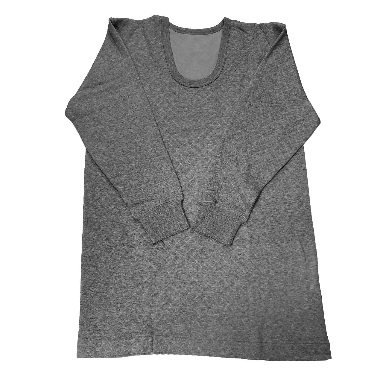 綿100% 遠赤当て布付き ニットキルト 長袖 U首シャツ M~LL (下着 肌着 メンズ 男性 紳士 インナー 綿 厚手 防寒 冬 M L LL)