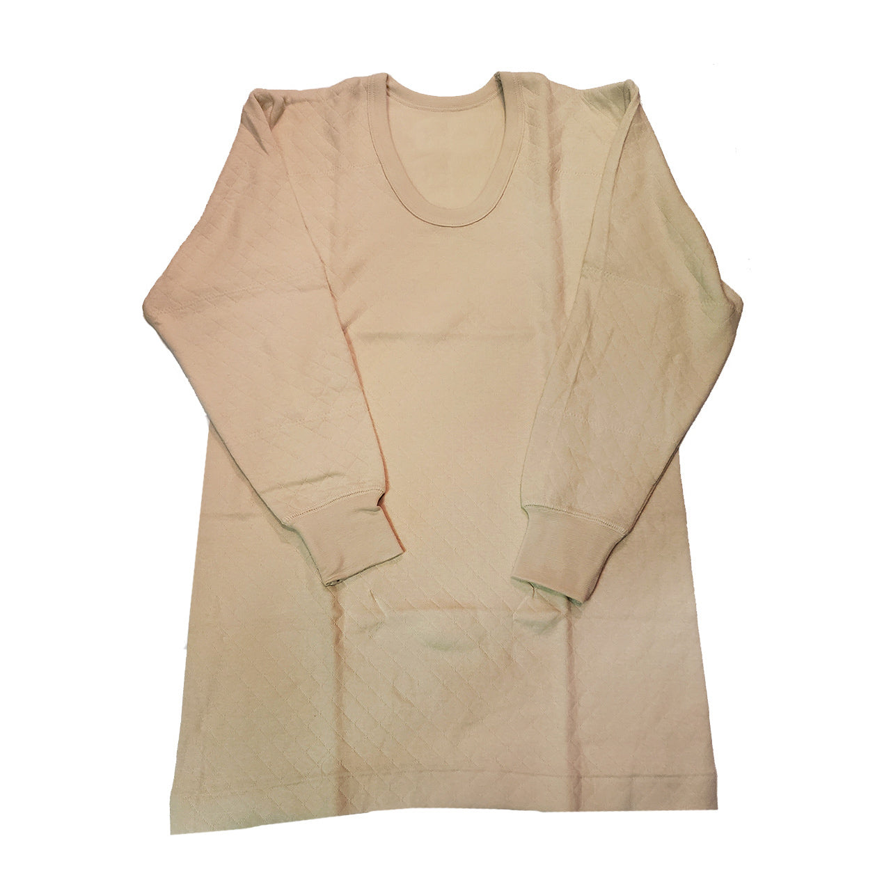 綿100% 遠赤当て布付き ニットキルト 長袖 U首シャツ M~LL (下着 肌着 メンズ 男性 紳士 インナー 綿 厚手 防寒 冬 M L LL)