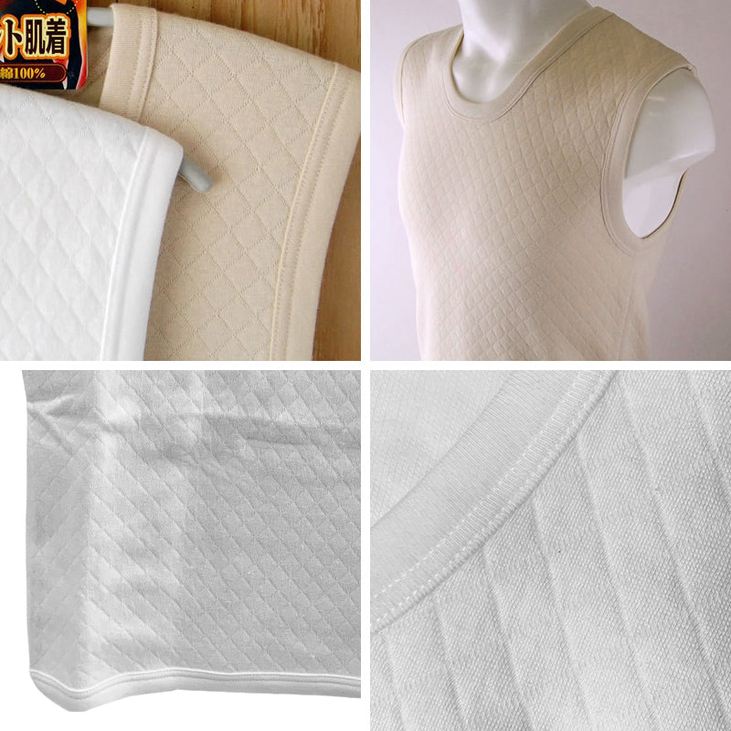 遠赤外線加工 遠赤当て布付きニットキルト かぶりベスト M~LL (ベスト インナー ニット 下着 肌着 メンズ 男性 紳士 遠赤外線加工 M L LL)