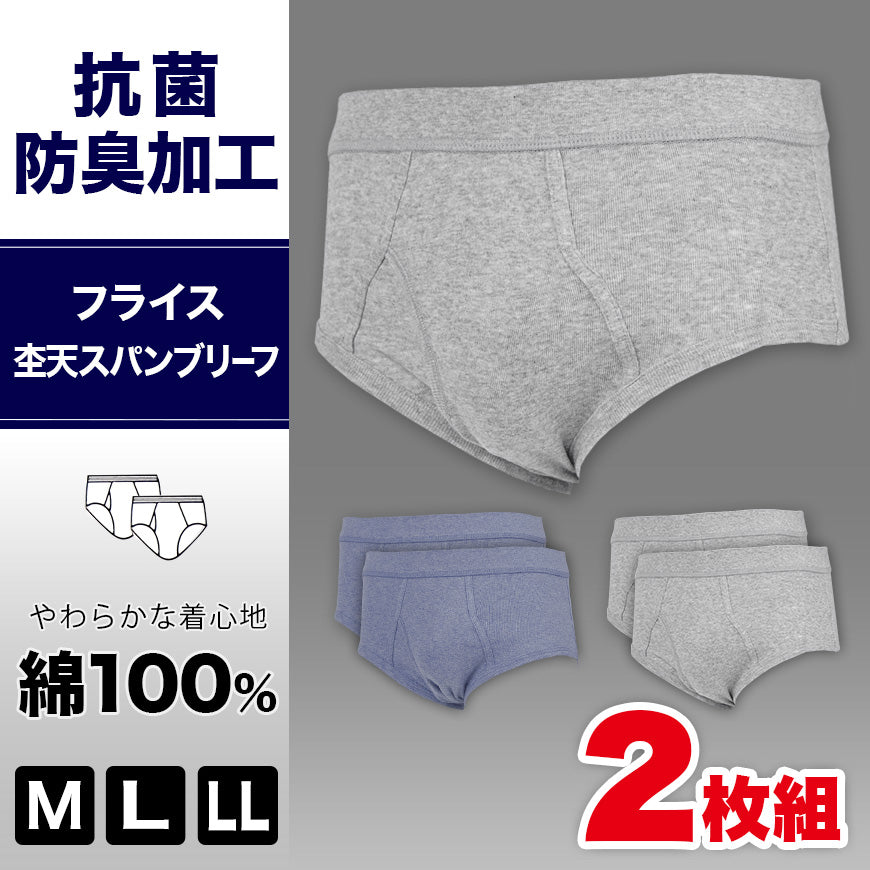 天スパンブリーフ フライス 2枚組 抗菌防臭加工 (M~LL)(綿100% メンズ 男性 紳士 下着 肌着 インナー オールシーズン ベーシック)三和