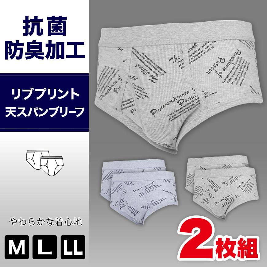 抗菌防臭加工 リブプリント天スパンブリーフ 2枚組 (M~LL)(綿100% メンズ 男性 紳士 下着 肌着 インナー オールシーズン ベーシック)三和 (在庫限り)