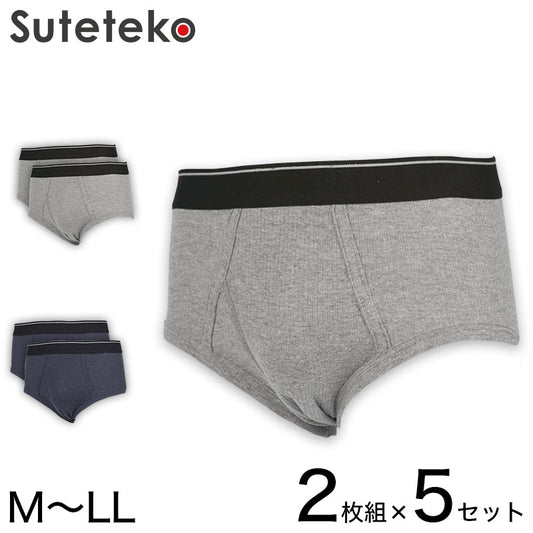 抗菌防臭加工 リブ天ゴムブリーフ 2枚組×5セット M~LL (メンズ 下着 パンツ) (在庫限り)