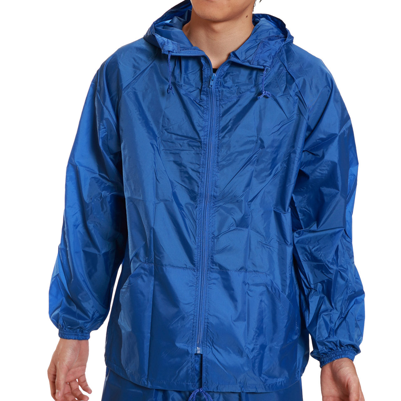 撥水加工 男女兼用 ナイロン前開きヤッケ M~LL (雨具) (取寄せ)