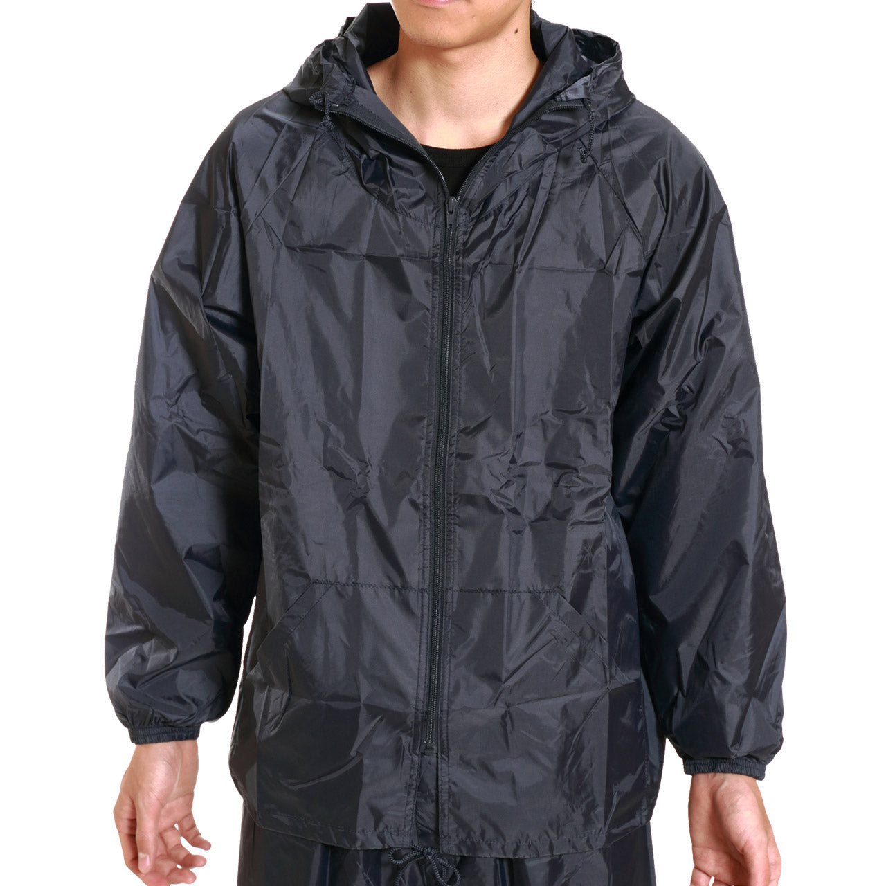 撥水加工 男女兼用 ナイロン前開きヤッケ M~LL (雨具) (取寄せ)