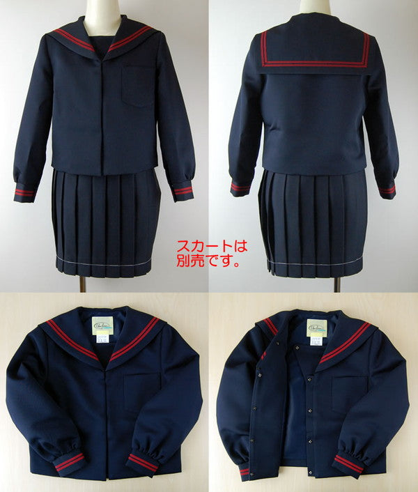 トンボ学生服 女子小学生 カシドス織り 赤2本ラインセーラー服 140cmA~160cmA (トンボ TOMBOW 丸洗いOK) (送料無料) (取寄せ)