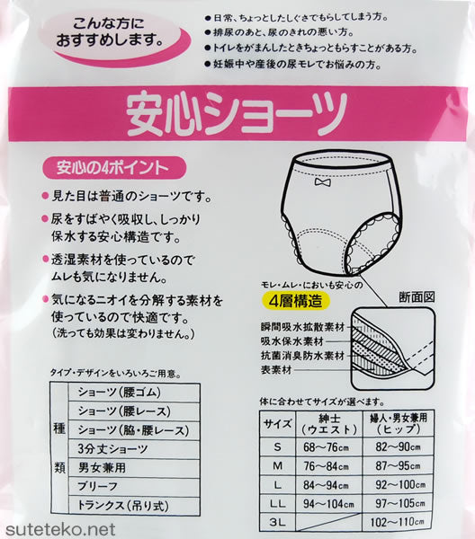 安心ショーツ 腰ゴムショーツ S~3L (レディース 綿100% 尿漏れ 介護ショーツ) (介護用品) (取寄せ)