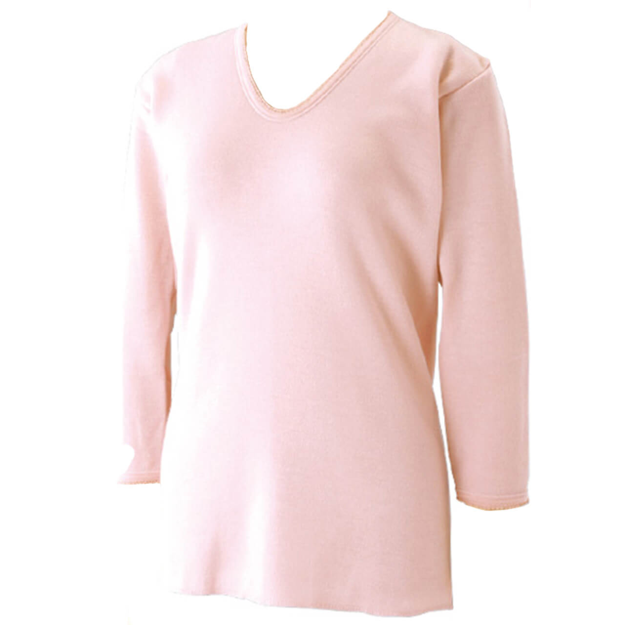 レディース あったか 裏起毛長袖インナー 8分袖 M~3L (大きいサイズ 女性 婦人 下着 エクスランノエール 大きいサイズ ピンク ベージュ 防寒)