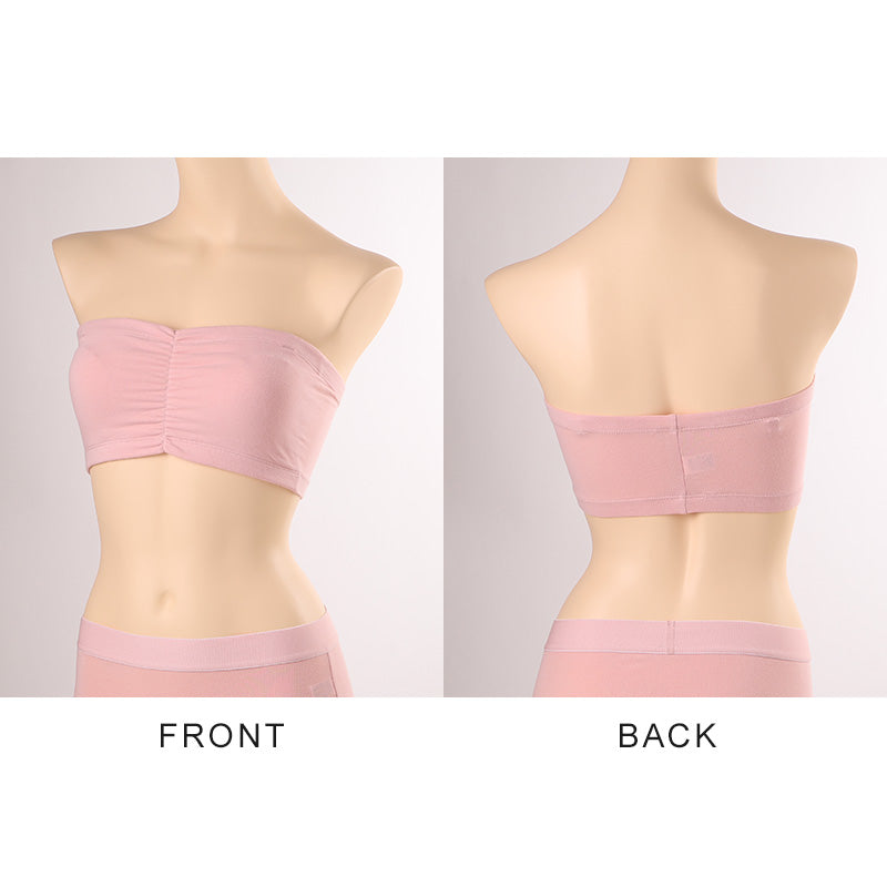 チューブトップ カップ付 ブラジャー S M L LL 3L 4L チューブブラ ノンワイヤー 綿 コットン 大きいサイズ 女性 レディース 下着 肩だし ブラトップ