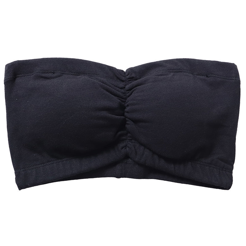 チューブトップ カップ付 ブラジャー S M L LL 3L 4L チューブブラ ノンワイヤー 綿 コットン 大きいサイズ 女性 レディース 下着 肩だし ブラトップ
