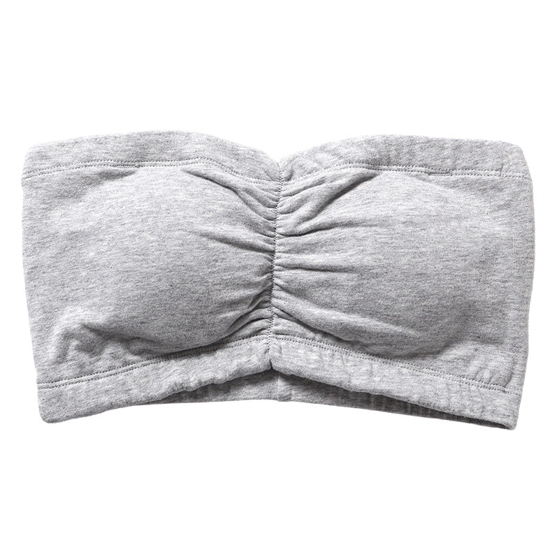 チューブトップ カップ付 ブラジャー S M L LL 3L 4L チューブブラ ノンワイヤー 綿 コットン 大きいサイズ 女性 レディース 下着 肩だし ブラトップ