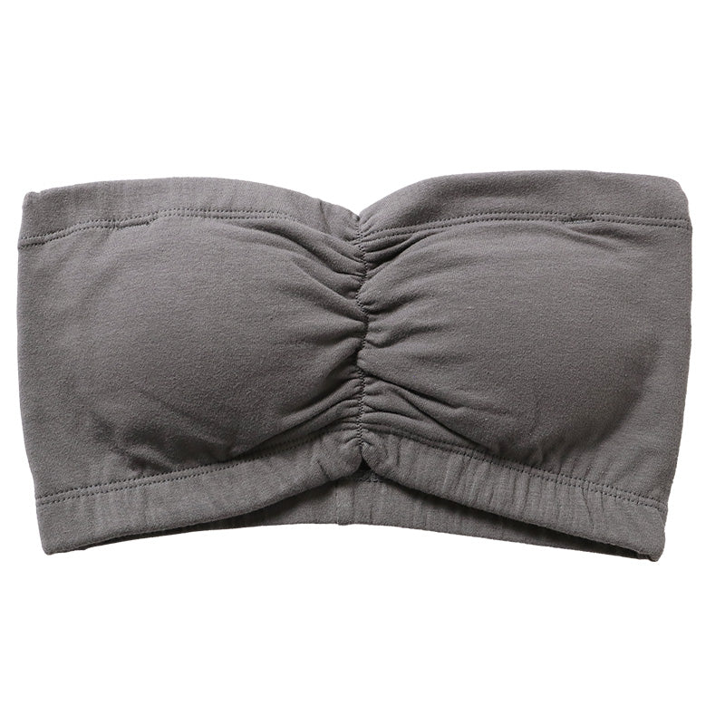 チューブトップ カップ付 ブラジャー S M L LL 3L 4L チューブブラ ノンワイヤー 綿 コットン 大きいサイズ 女性 レディース 下着 肩だし ブラトップ