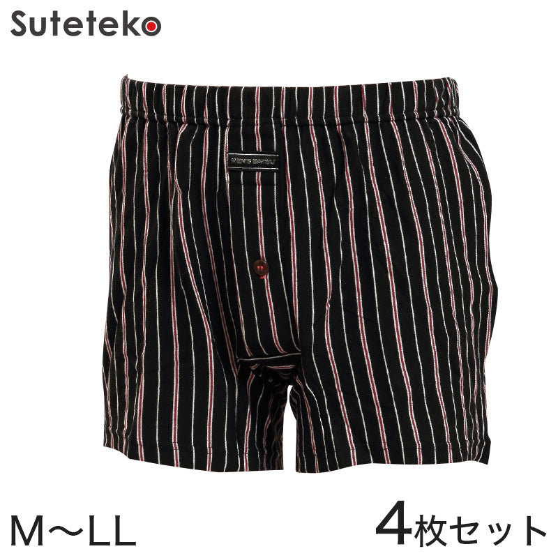 ニットトランクス メンズ トランクス パンツ 4枚セット 綿100% 柄おまかせ M~LL (下着 肌着 紳士 男性 前開き 前あき コットン100% ニット まとめ買い アソート M L LL) (在庫限り)
