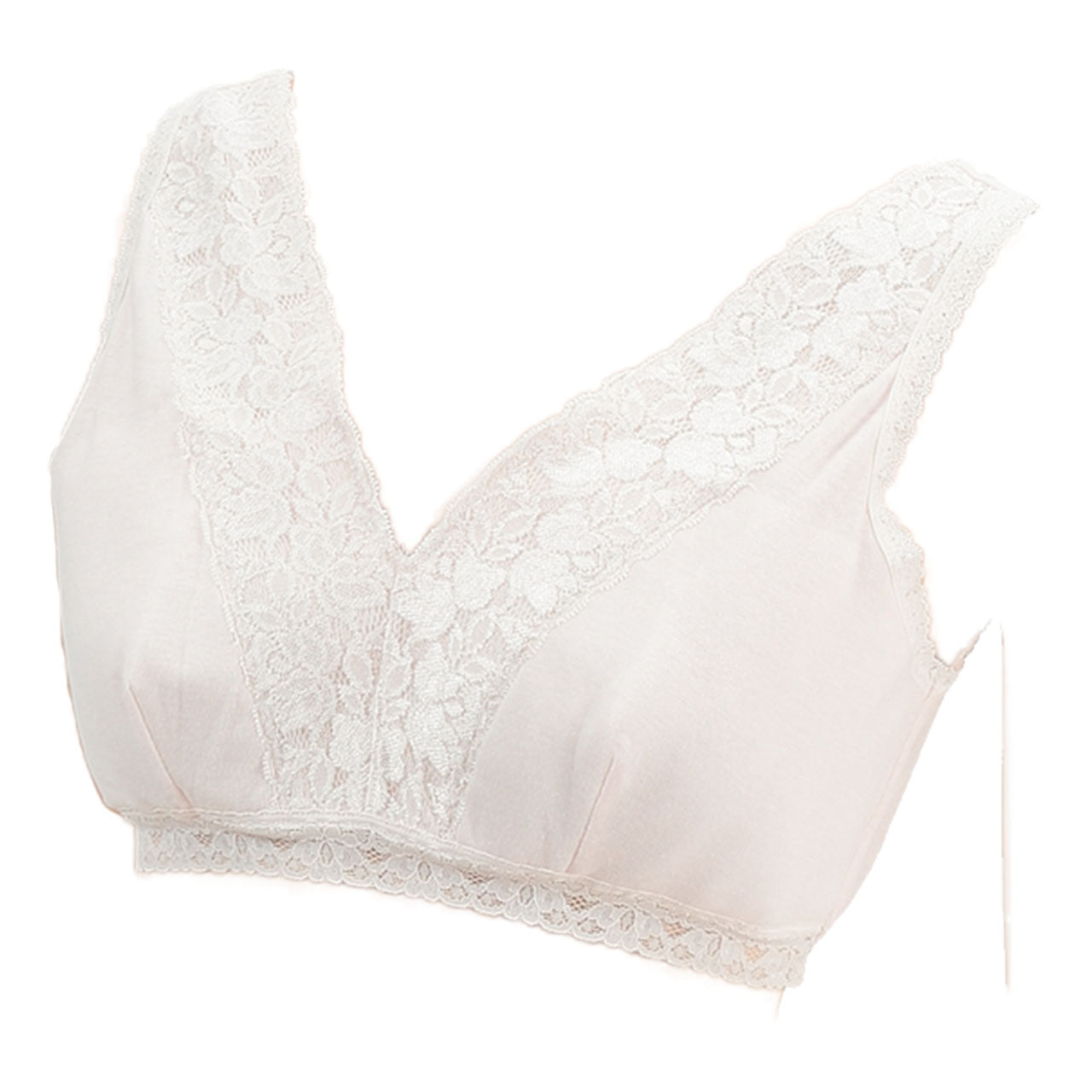 エジプト綿 広幅レースハーフトップ M~LL (ノンワイヤーブラジャー ブラジャー ブラ 綿100% 肌着 下着 レース) (婦人肌着)