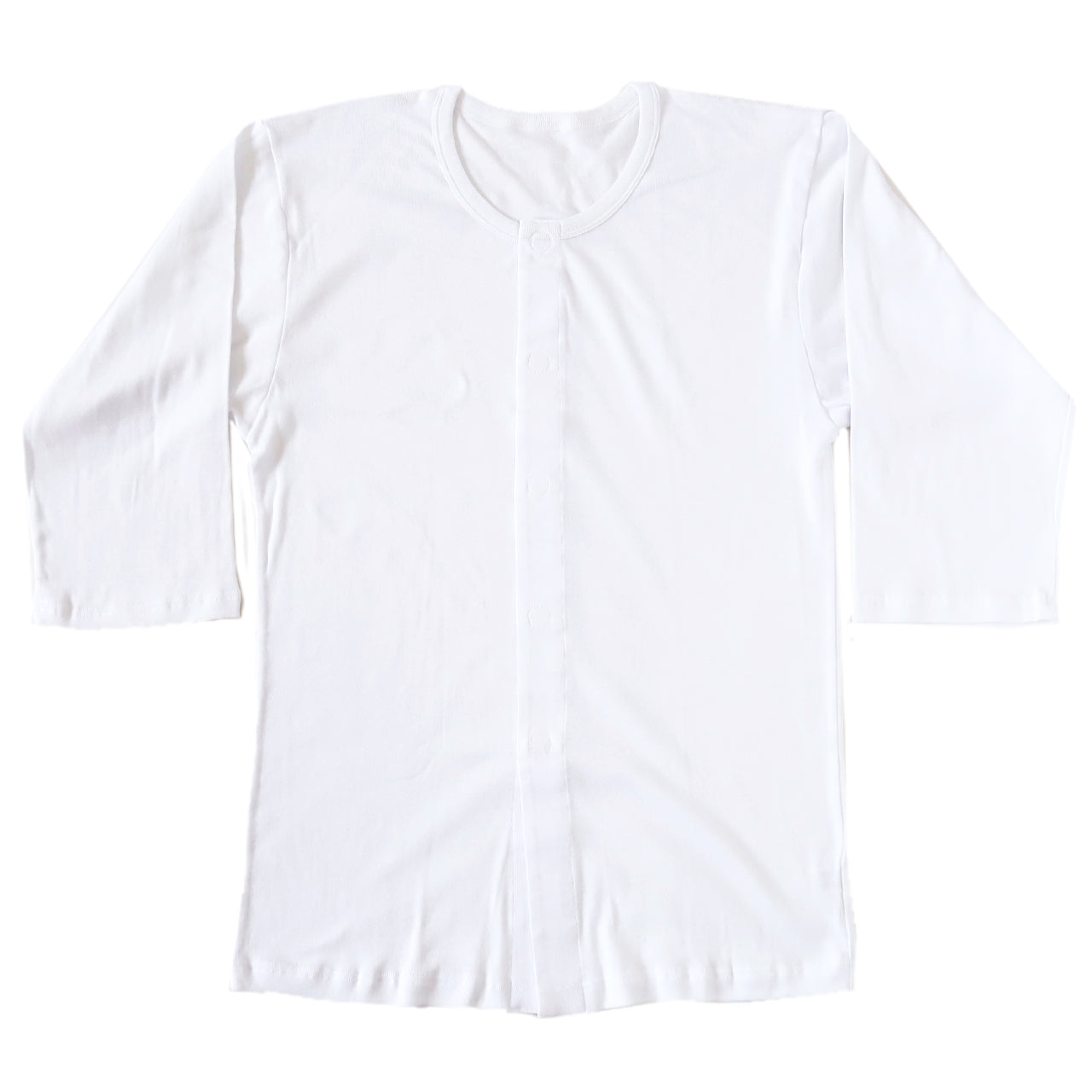 前開きシャツ 紳士 介護 下着 7分袖 インナー S~5L (S M L LL 3L 4L 5L 綿100% マジックテープ式 ワンタッチ肌着 シャツ メンズ 男性)