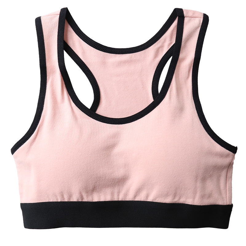 ジュニアブラ 小学生 スポーツブラ 綿 130cm~165cm ハーフトップブラ 中学生 130 140 150 160 白 黒 女子 子供 スポブラ ブラジャー ノンワイヤー ジュニア用 下着 女の子 インナー シンプル