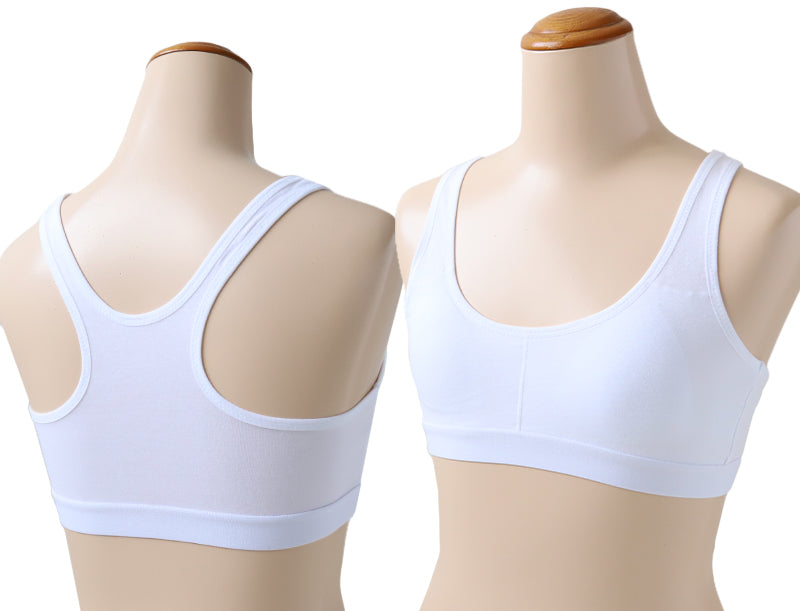 スポーツブラ ジュニア 綿 ジュニアブラ ハーフトップ 子供 130cm~165cm ハーフトップブラ 小学生 130 140 150 160 白 黒 中学生 女子 ブラジャー ジュニア用 下着 女の子 インナー シンプル (在庫限り)