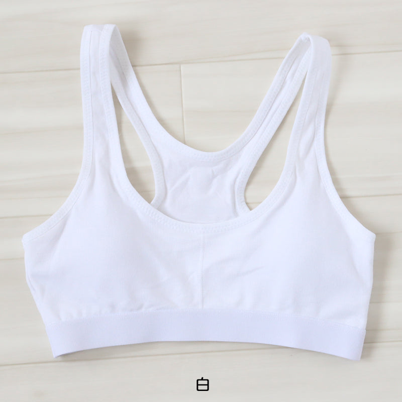スポーツブラ ジュニア 綿 ジュニアブラ ハーフトップ 子供 130cm~165cm ハーフトップブラ 小学生 130 140 150 160 白 黒 中学生 女子 ブラジャー ジュニア用 下着 女の子 インナー シンプル (在庫限り)