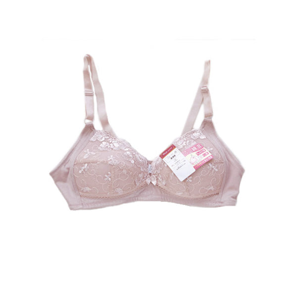 ノンワイヤー ブラジャー レデイ―ス カップ裏綿混 C75~C95 ノンワイヤーブラ レース 女性 下着 インナー ブラ Cカップ (取寄せ)