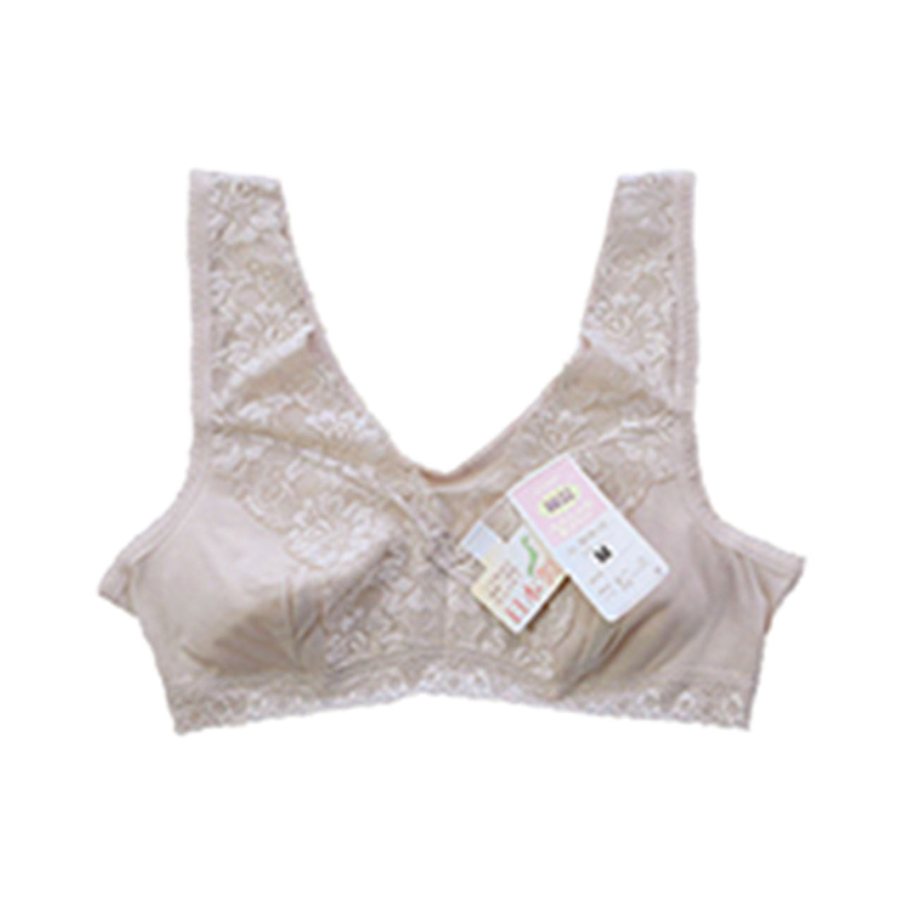 ノンワイヤーブラ 綿 M~3L (ブラジャー 大きいサイズ ノンワイヤー レディース インナー ハーフトップ 日本製 楽なブラ レース 締め付けない 下着) (婦人肌着) (取寄せ)