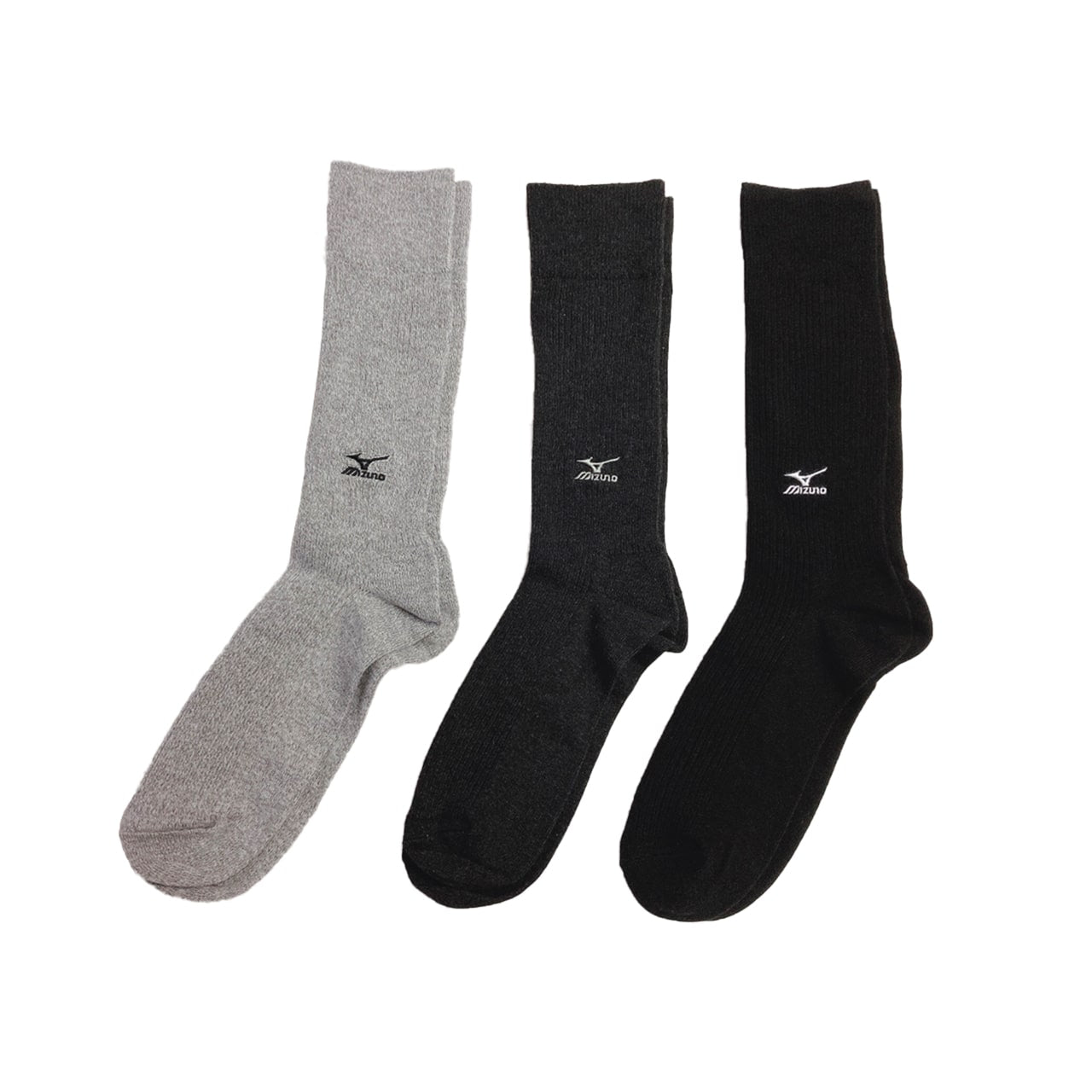 ミズノ クルーソックス メンズ 3足組 24-26cm・26-28cm (スクールソックス ワンポイント 男子 靴下 白 ソックス スポーツソックス 通学 スポーツ クルー丈) (紳士靴下)