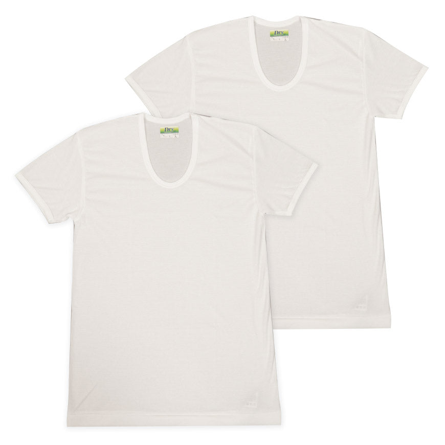 Tシャツ メンズ 半袖U首シャツ インナー 2枚組 M~LL (男性 紳士 肌着 半袖 tシャツ Uネック インナーウェアー 夏 吸水速乾 吸汗速乾 抗菌防臭 鹿の子編み M L LL) (在庫限り)