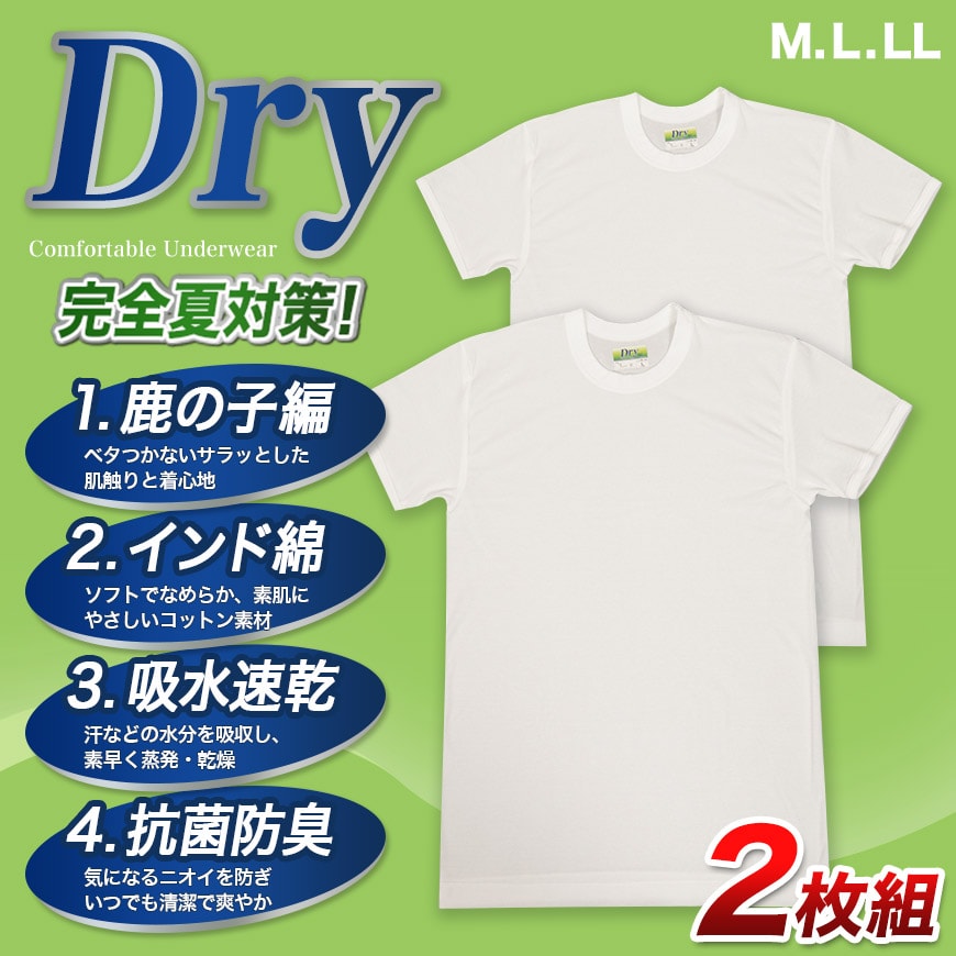 Tシャツ メンズ 半袖 丸首シャツ インナー 2枚組 M~LL (tシャツ 男性 紳士 クルーネック 肌着 白 無地 綿 コットン シャツ 吸汗 速乾 夏 M L LL) (在庫限り)