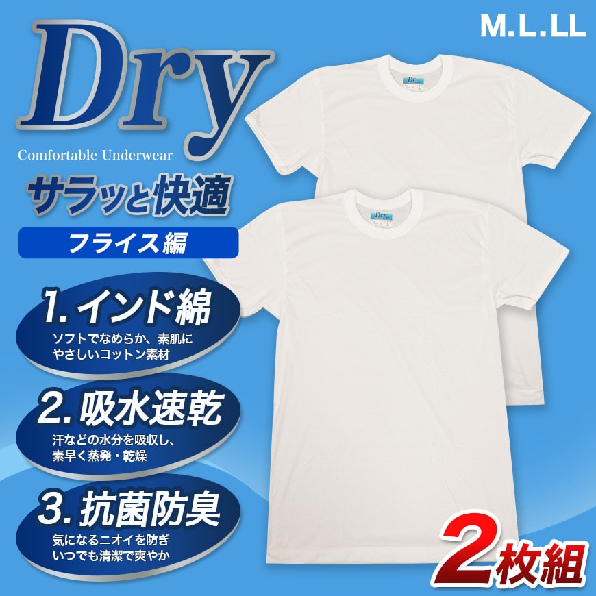 Tシャツ メンズ 半袖 丸首シャツ 2枚組 M~LL (tシャツ 男性 紳士 インナー インナーウェアー 肌着 シャツ クルーネック 抗菌防臭 吸汗速乾 M L LL) (在庫限り)
