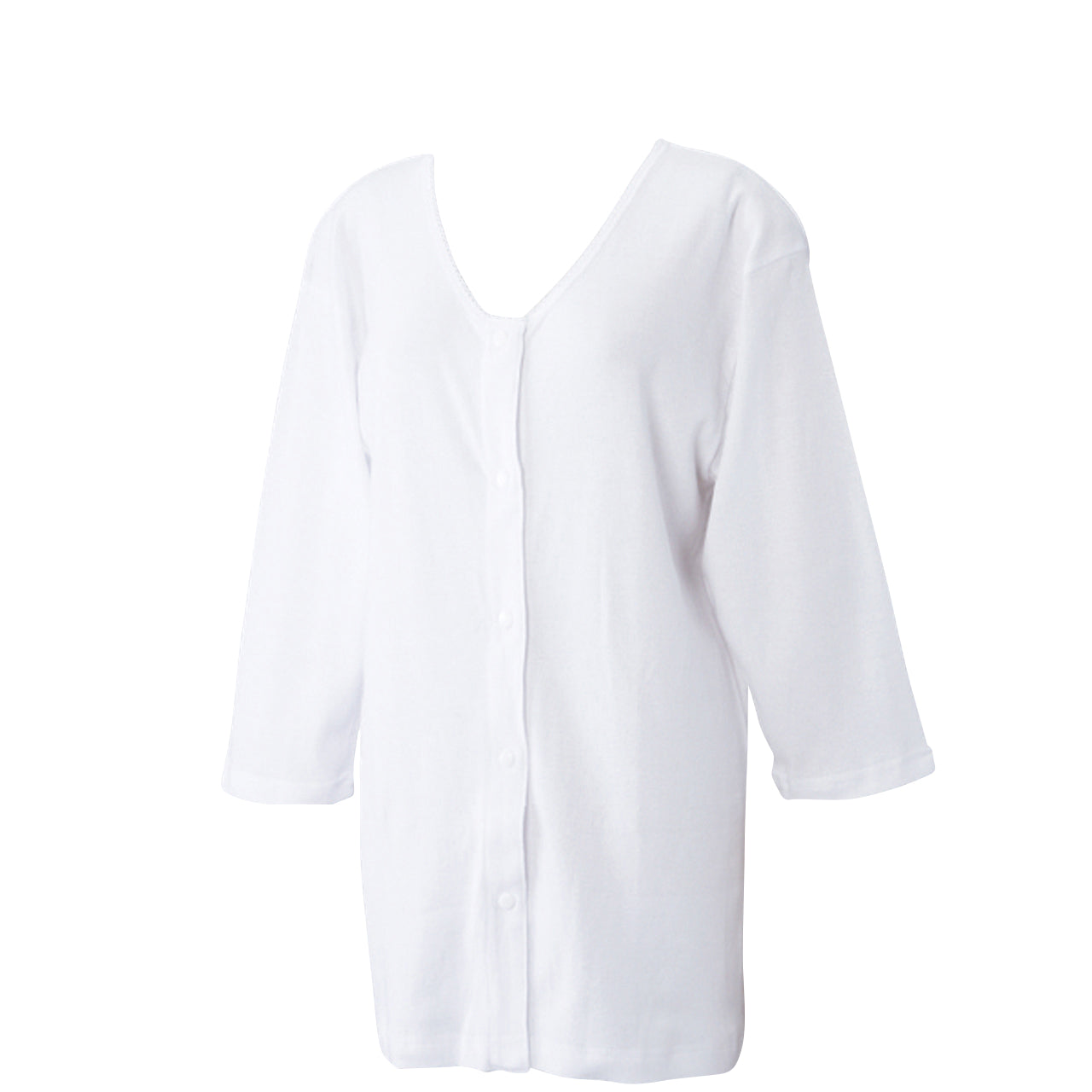 ワンタッチ肌着 婦人用プラスチックホック式7分袖前開きシャツ 2枚組 S~LL (S M L LL 綿100% プラスチックホック式 ワンタッチ肌着 シャツ レディース 女性) (在庫限り)