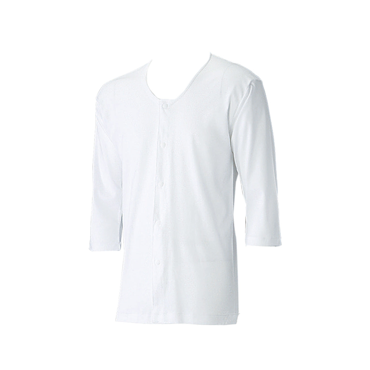 前開きシャツ 紳士 介護 下着 7分袖 インナー M~LL (M L LL 綿100% マジックテープ式 ワンタッチ肌着 シャツ メンズ 男性)