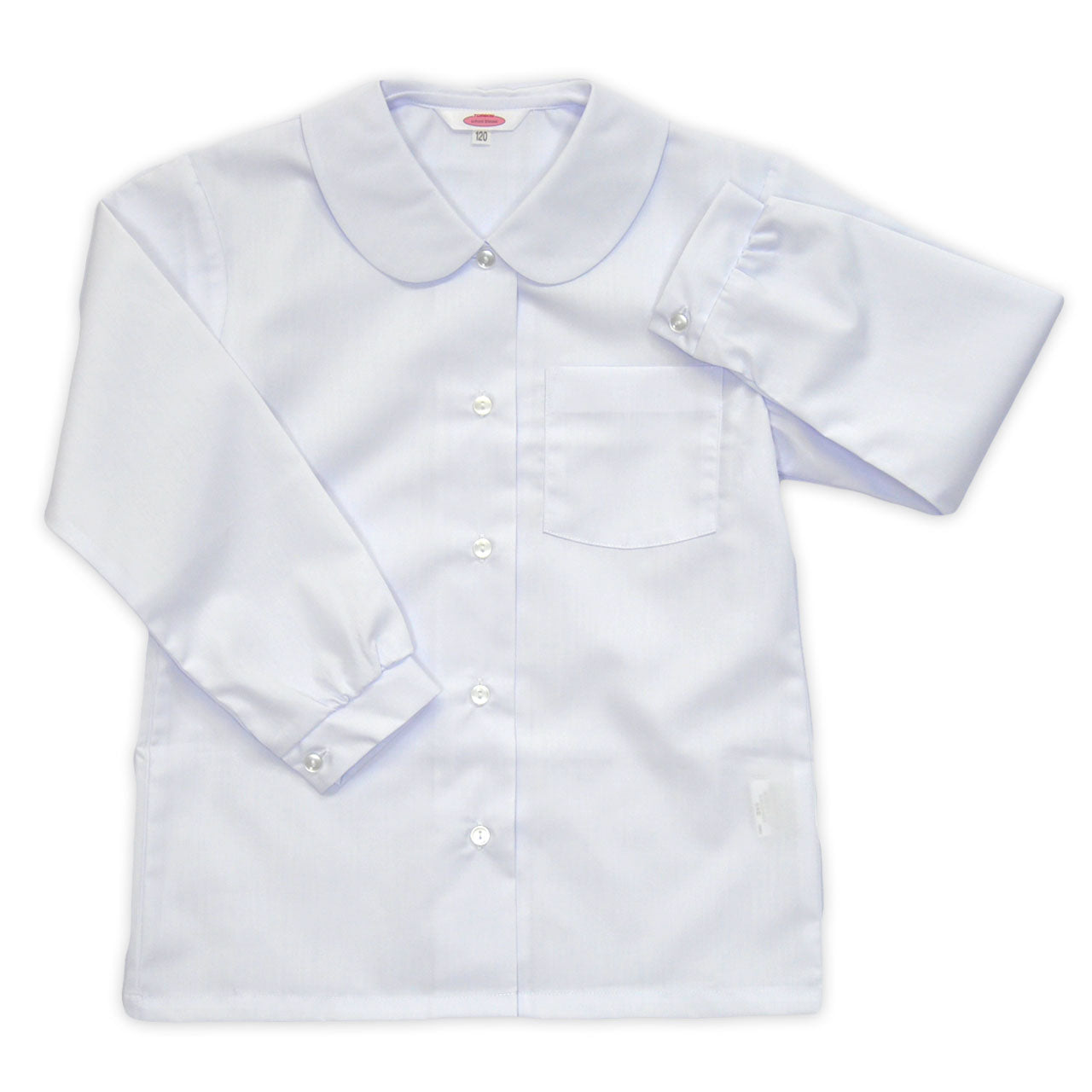 トンボ学生服 女子 長袖ベタ衿スクールブラウス 140cmB~160cmB (スクールシャツ 学生シャツ ゆったり B体 小学生 丸襟 丸エリ 制服 学生 白 長袖 140 150 160) (取寄せ)