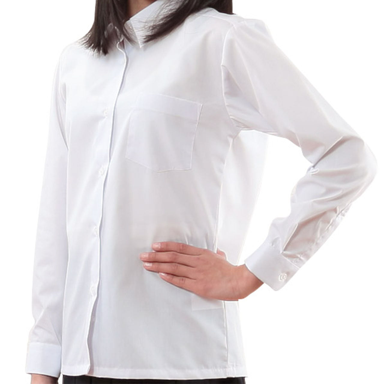 トンボ スクールシャツ 女子 長袖 形態安定 カッターシャツ ワイシャツ SS~EL 学生 yシャツ ノーアイロン 制服 学生服 シャツ 白 小学生 中学生 高校生 140 150 160 170 (取寄せ)