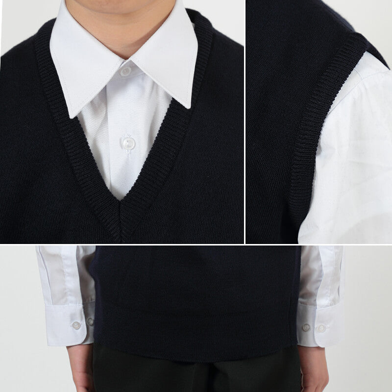 スクールベスト ニット 制服 子供 中学生 洗える 130cm~170cm 高校生 通学 スクール 学生 黒 紺 毛玉ができにくい キッズ ジュニア (取寄せ)