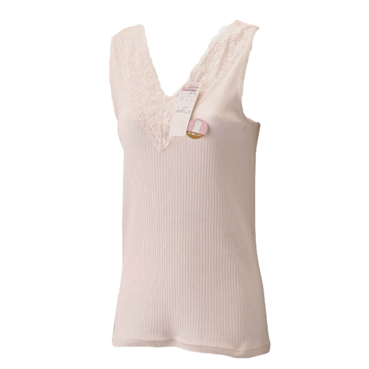 婦人 綿100% Vレース ラン型インナー M~3L (インナー 下着 レディース タンクトップ) (婦人肌着) (在庫限り)