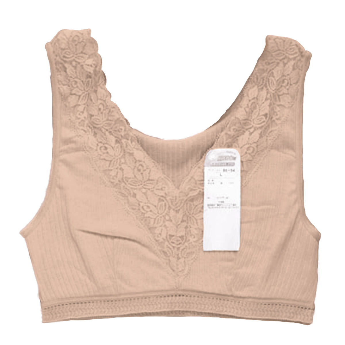 婦人 綿100% Vレースらくブラジャー M~3L (コットン100% ノンワイヤー ハーフトップ レディース インナー) (婦人肌着)