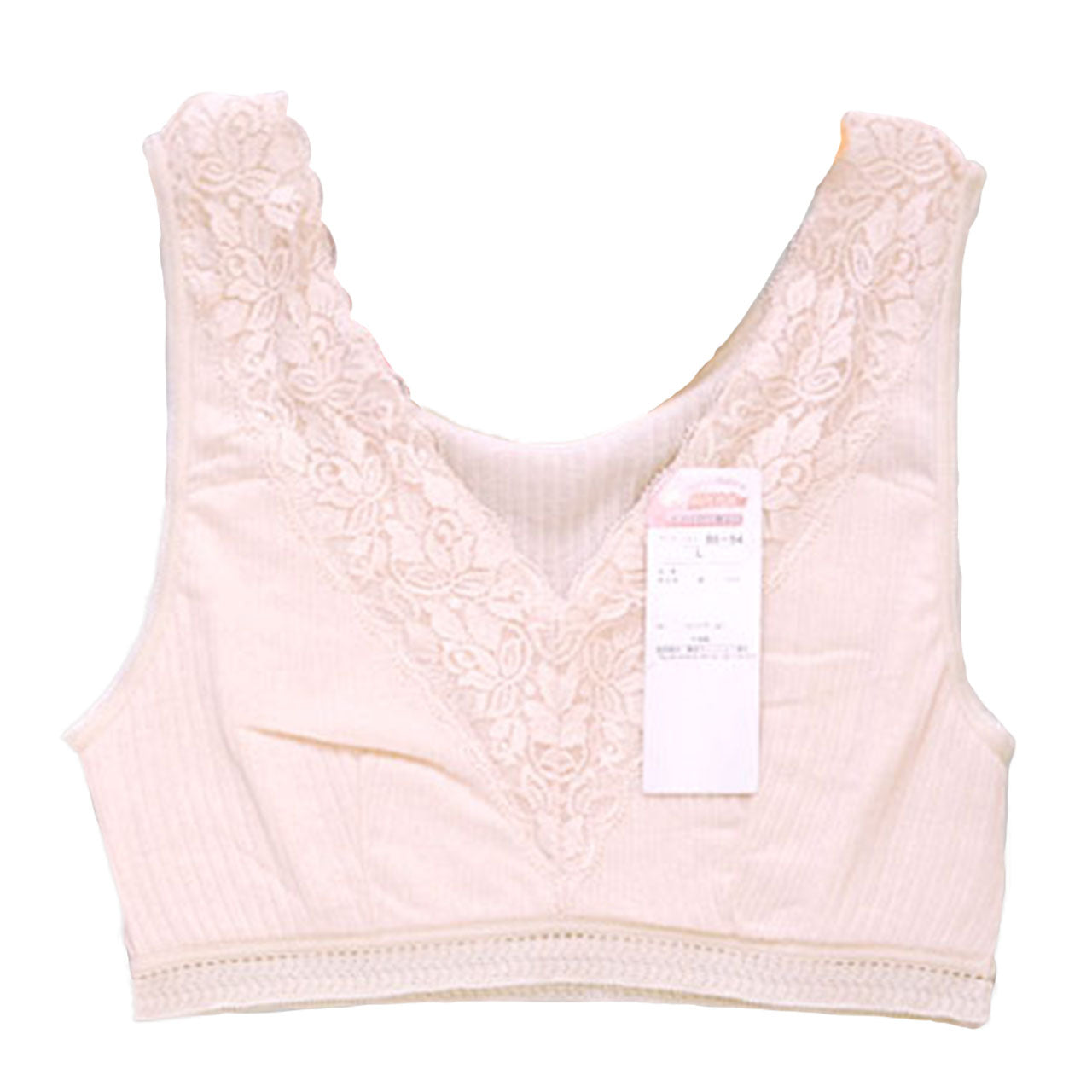 婦人 綿100% Vレースらくブラジャー M~3L (コットン100% ノンワイヤー ハーフトップ レディース インナー) (婦人肌着)