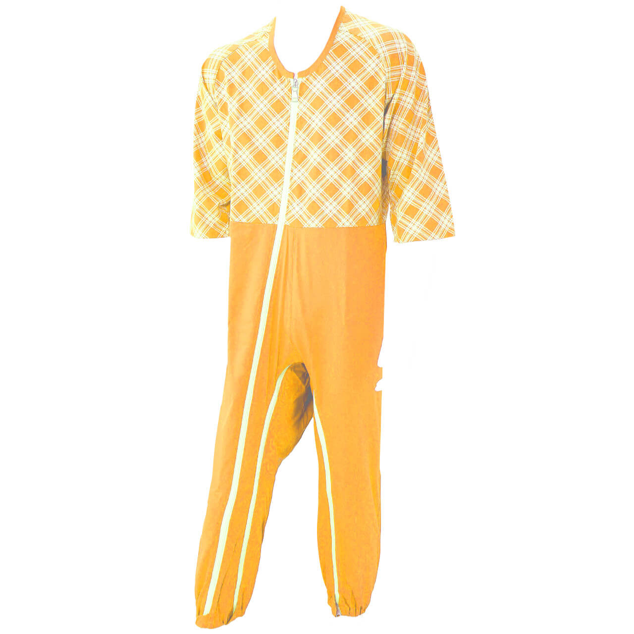 男女兼用 8分袖つなぎパジャマ フルオープン仕様 M~LL (介護パジャマ ファスナーロック式 着脱簡単)(送料無料) (取寄せ)