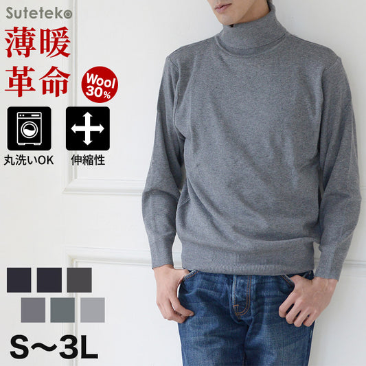 タートルネック メンズ セーター S~3L ビジネス カジュアル オフィス 秋 冬 ウール 防寒 大きいサイズ メンズニット メンズセーター 無地 シンプル スリム 薄手