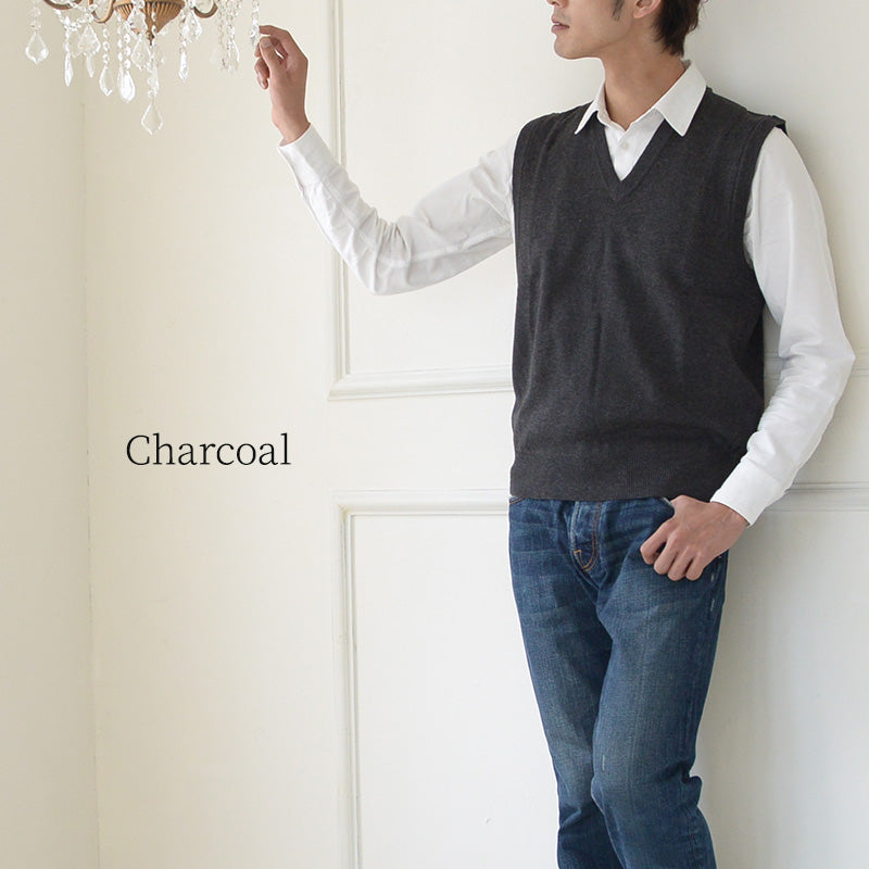 Vネック ニット メンズ ベスト ビジネス S~3L V首 ビジネス カジュアル オフィス 秋 冬 ウール 防寒 大きいサイズ メンズニット メンズセーター 無地 シンプル スリム 薄手
