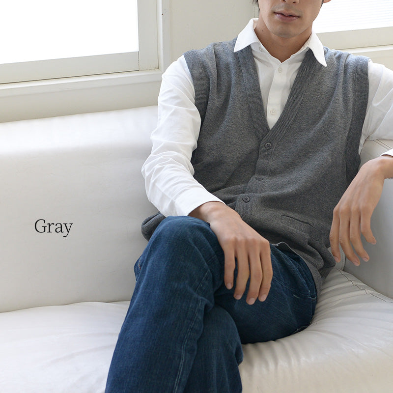 メンズ 前あき ニットベスト V首 S~3L Vネック ビジネス カジュアル オフィス 秋 冬 ウール 防寒 大きいサイズ メンズニット メンズセーター 無地 シンプル スリム 薄手