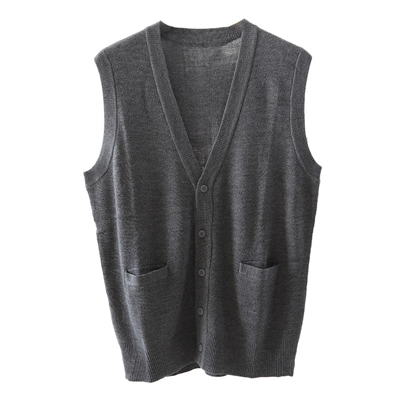 メンズ 前あき ニットベスト V首 S~3L Vネック ビジネス カジュアル オフィス 秋 冬 ウール 防寒 大きいサイズ メンズニット メンズセーター 無地 シンプル スリム 薄手