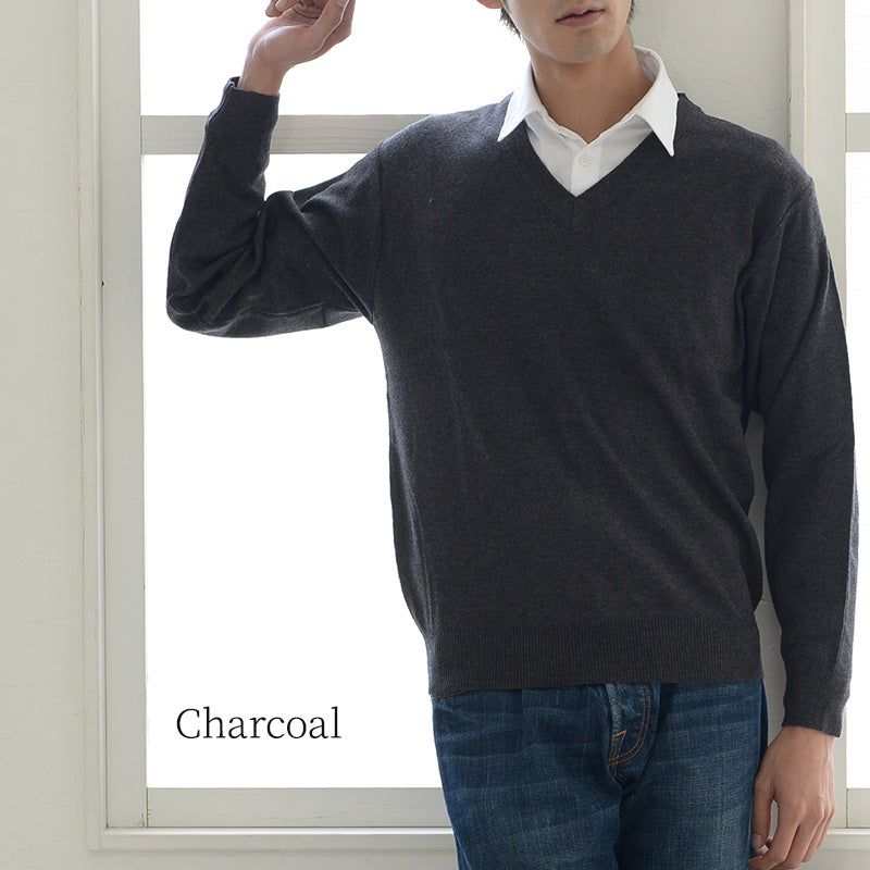 V首 セーター メンズ S~3L Vネック ビジネス カジュアル オフィス 秋 冬 ウール 防寒 大きいサイズ メンズニット メンズセーター 無地 シンプル スリム 薄手