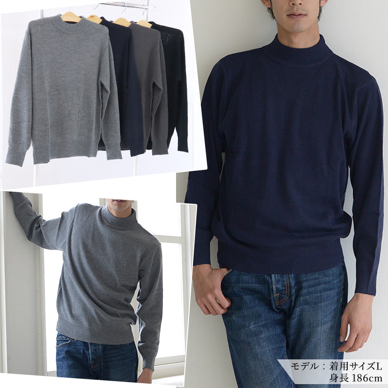 ハイネック メンズ ニット S~3L ビジネス カジュアル オフィス 秋 冬 ウール 防寒 大きいサイズ メンズニット メンズセーター 無地 シンプル スリム 薄手