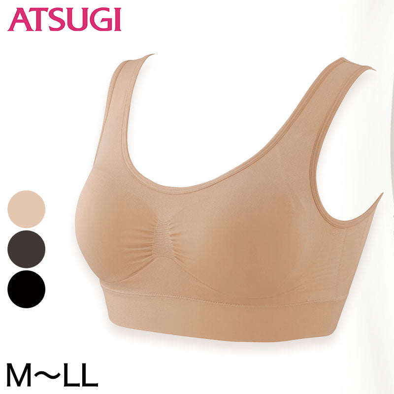 アツギ ノンワイヤー ブラジャー 成型 モールドブラ 取り外しカップ付き M~LL ナイトブラ おやすみブラ レディース ノンワイヤーブラ 下着 インナー 楽ちん シンプル