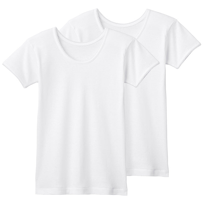 グンゼ 子供 肌着 女の子 綿100% 半袖 シャツ 2枚組 100cm~160cm インナー キッズ 下着 綿100% セット 白 黒 100 110 120 130 140 150 160 コットン 無地