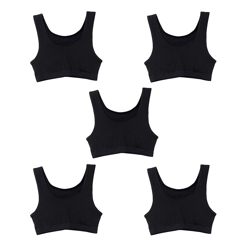 【5枚セット】体育deインナー 女児 ソフトカップ付き ハーフトップ (140cm~165cm) (スポーツインナー)