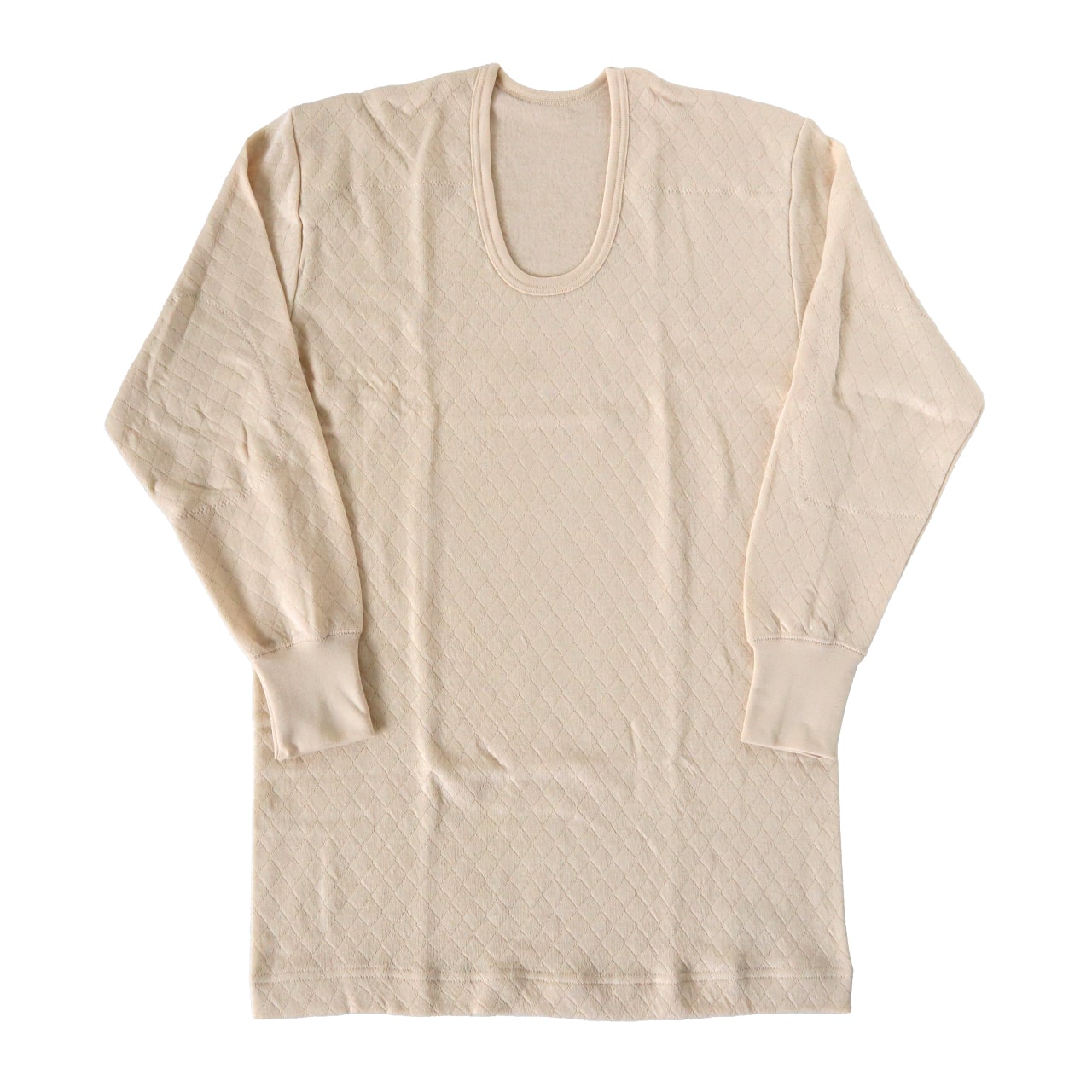 メンズ 長袖シャツ あたたかい インナー あったかい 保温 冬 当て付き キルト 肌側綿100% 綿 M~LL 肌着 ダイヤキルト 防寒 冷え防止 U首 M L LL