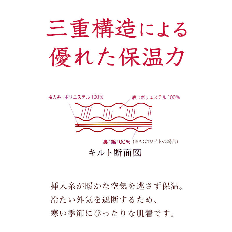 メンズ インナー キルト キルトインナー 肌着 背・肩・ひじ当て布付き 長袖U首シャツ M~LL 紳士 男性 男 防寒 肌着 長袖シャツ 白 灰色 ねずみ色 ダイヤキルト