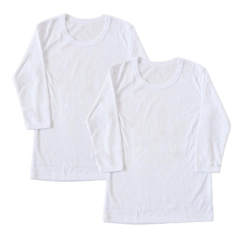 キッズ 長袖 インナー 男の子 暖かい 速乾 冬 2枚組 110~160cm 子供 下着 肌着 厚地 長袖シャツ 白 乾きやすい 丸首 tシャツ 無地 セット 110 120 130 140 150 160